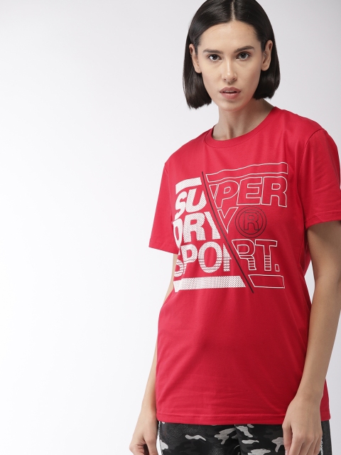 

Superdry Women Red Printed T-shirt