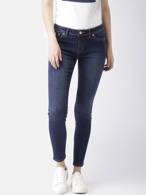 

Superdry Women Blue Alexia Super Skinny Fit Mid-Rise Clean Look Stretchable Cropped Jeans