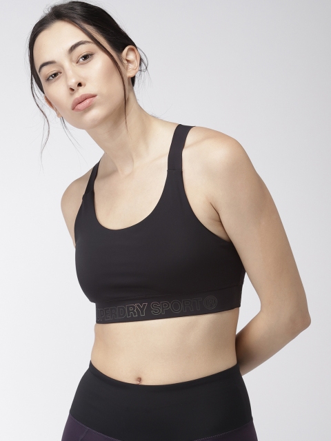 

Superdry Black Solid Non-Wired Lightly Padded Styled Back Sports Bra GS3009AR