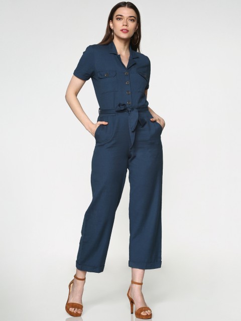

ONLY Teal Blue Solid Basic Jumpsuit