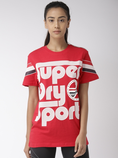 

Superdry Women Red Printed Round Neck T-shirt