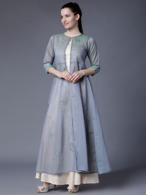 

Vishudh Women Grey Solid Anarkali Kurta