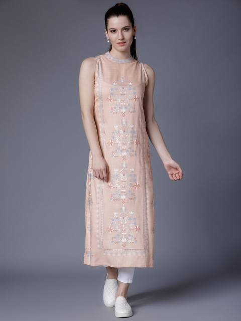 

Vishudh Women Pink Printed Straight Kurta