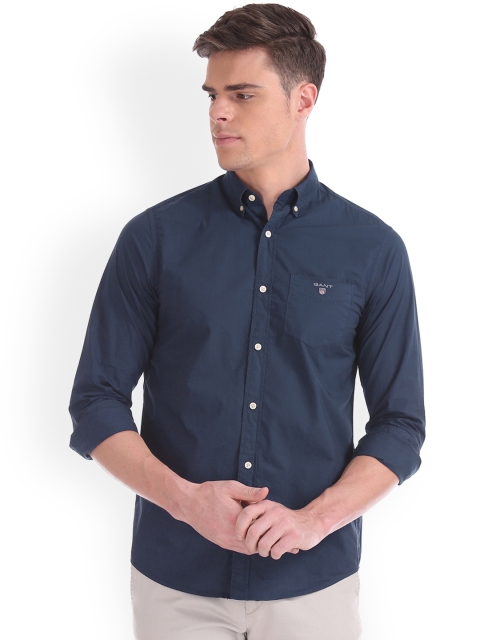 

GANT Men Blue Regular Fit Solid Casual Shirt