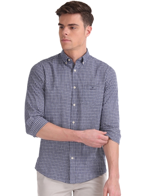 

GANT Men Blue Regular Fit Checked Casual Shirt