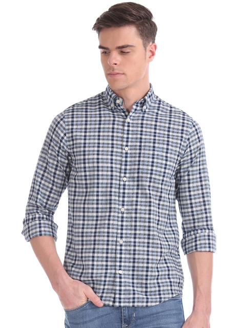 

GANT Men Blue Regular Fit Checked Casual Shirt