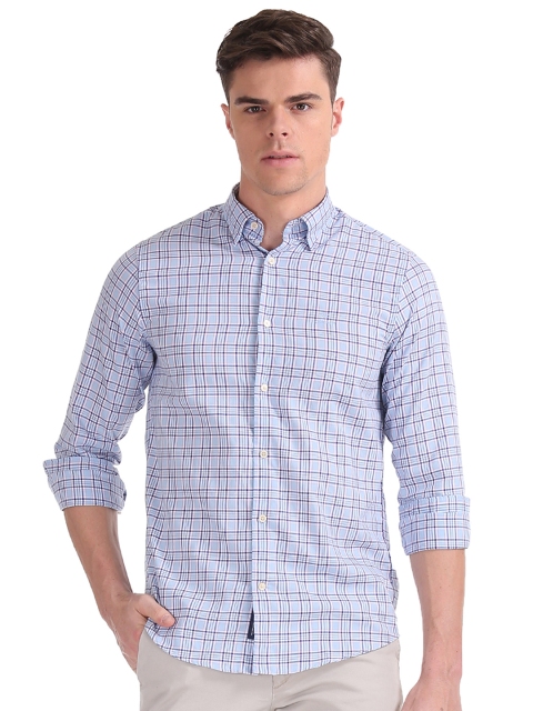 

GANT Men Blue Regular Fit Checked Casual Shirt