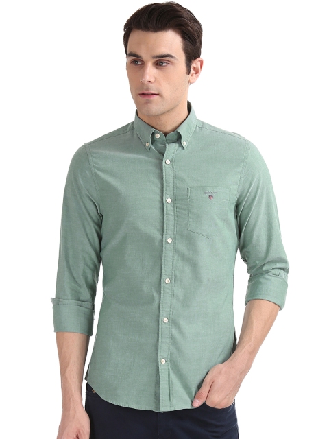 

GANT Men Green Slim Fit Solid Casual Shirt