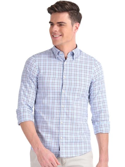 

GANT Men Blue Slim Fit Checked Casual Shirt