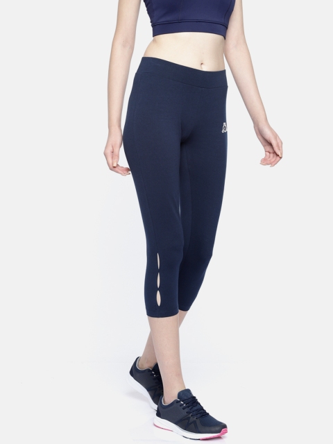 

Kappa Women Navy Blue Solid Slim Fit Cropped Tights