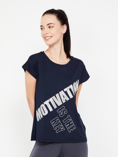 

Kappa Women Navy Blue Printed Round Neck T-shirt