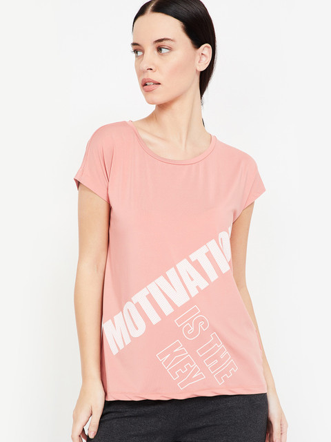 

Kappa Women Pink Printed Round Neck T-shirt