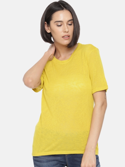 

Fame Forever by Lifestyle Women Lime Green Solid Round Neck T-shirt