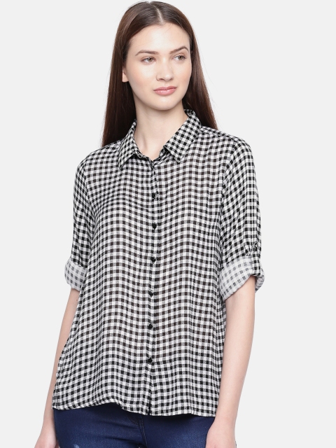 

Fame Forever by Lifestyle Women Black & White Regular Fit Checked Casual Shirt