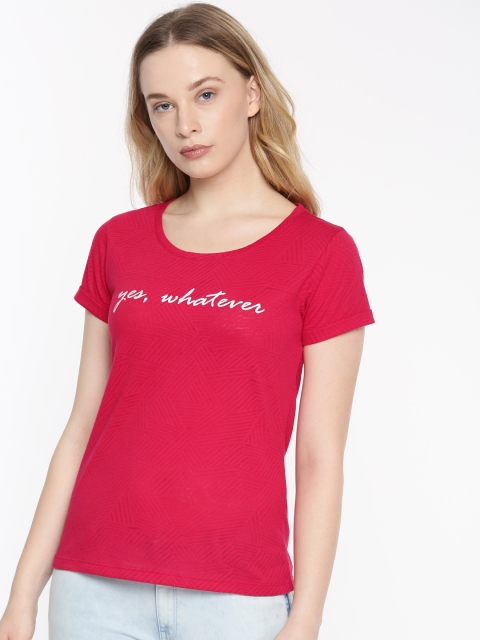 

Fame Forever by Lifestyle Women Red Printed Round Neck T-shirt