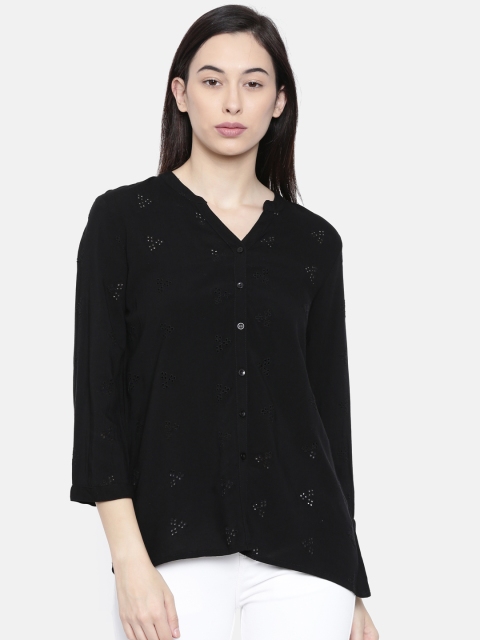 

Fame Forever by Lifestyle Women Black Self Design Shirt Style Top