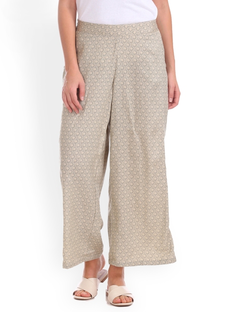 

Bronz Women Beige Straight Printed Palazzos