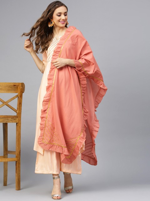 

Idalia Women Cream-Coloured Solid Kurta with Palazzos & Dupatta