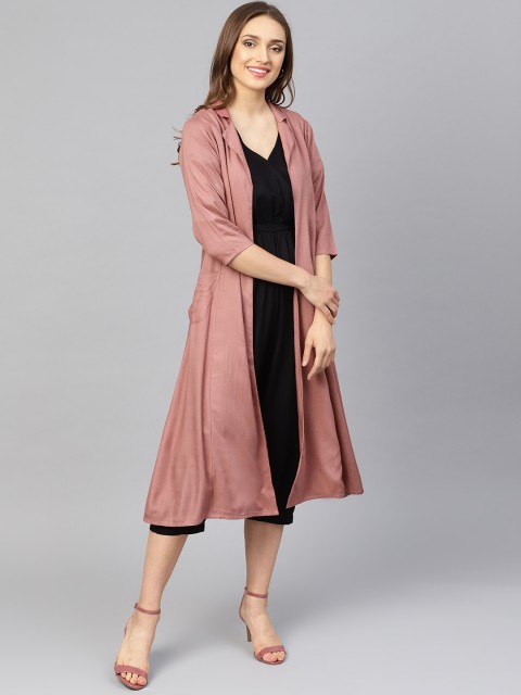 

Idalia Dusty Pink Solid Open Front Longline Shrug