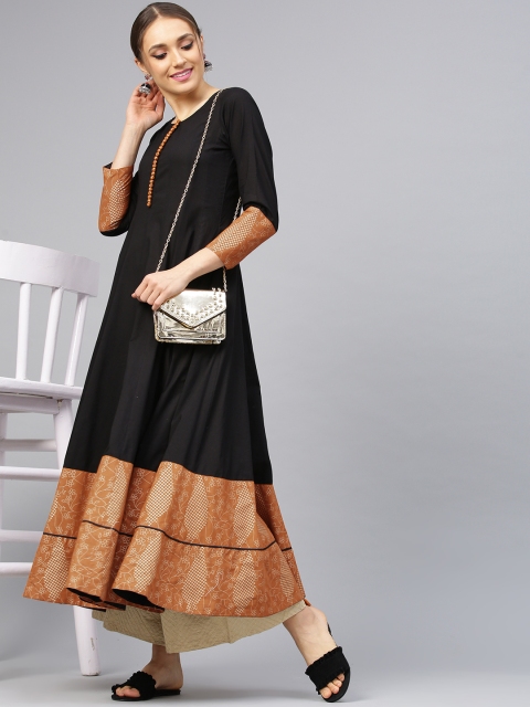 

Idalia Women Black & Brown Printed Detail Anarkali Kurta
