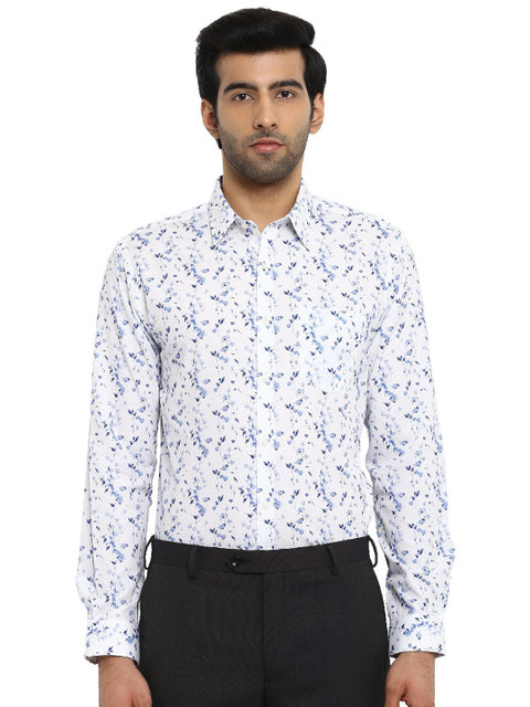 

Next Look Men White & Blue Regular Fit Printed Semiformal Shirt