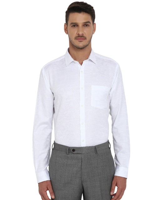 

Next Look Men White Slim Fit Self Design Formal Shirt