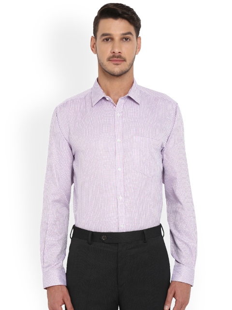 

Next Look Men Purple & White Slim Fit Checked Formal Shirt