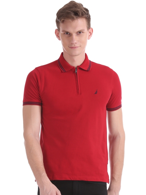

Nautica Men Red Solid Polo Collar T-shirt