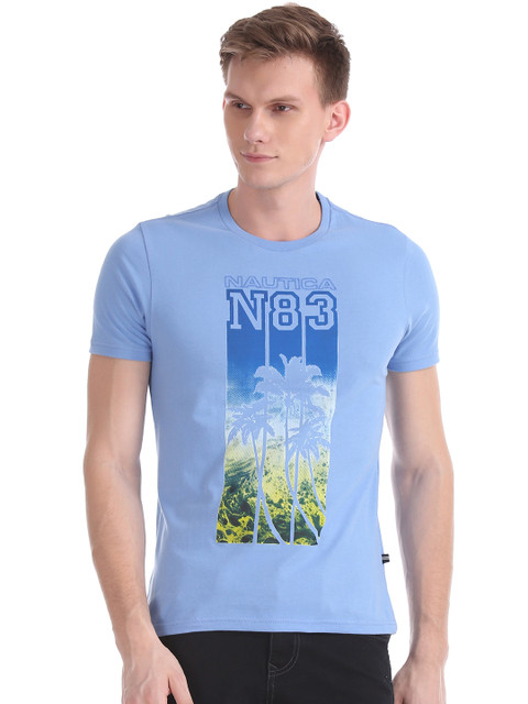 

Nautica Men Blue Printed Round Neck T-shirt