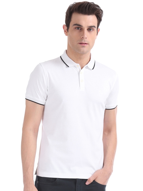 

Nautica Men White Solid Polo Collar T-shirt