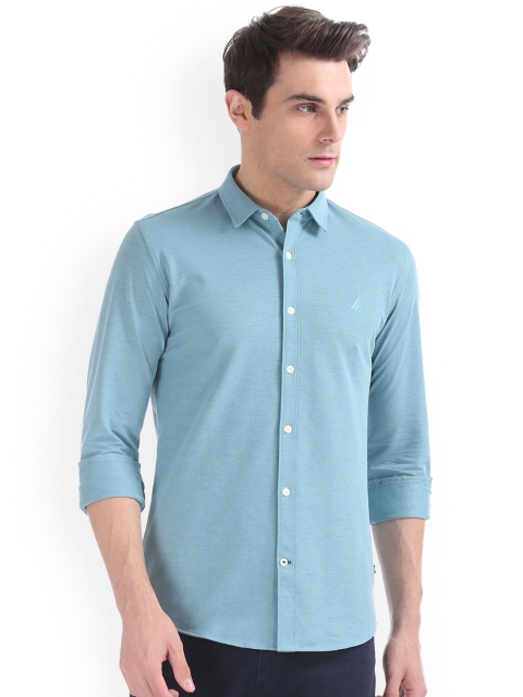

Nautica Men Blue Slim Fit Solid Casual Shirt