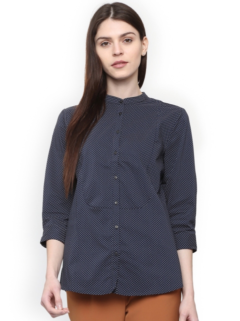 

Allen Solly Woman Navy Blue Regular Fit Printed Casual Shirt