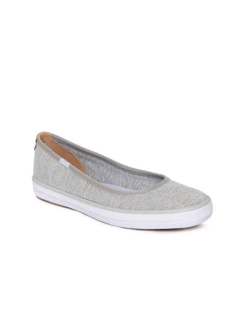 

Keds Women Grey & Gold-Toned Striped Slip-On Sneakers