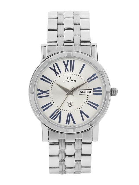 

maxima Men Silver-Toned Analogue Watch 49700CMGI