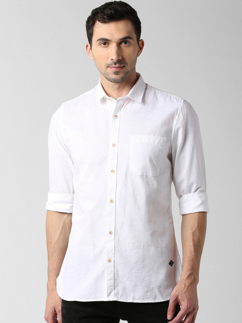 

Peter England Casuals Men White Slim Fit Solid Casual Shirt