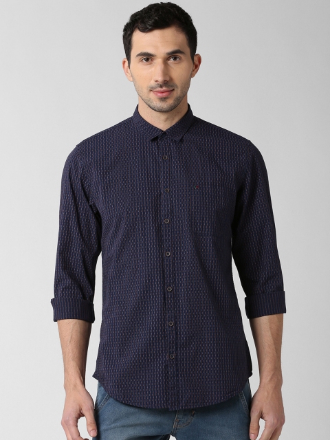 

Peter England Casuals Men Navy Blue Slim Fit Striped Casual Shirt