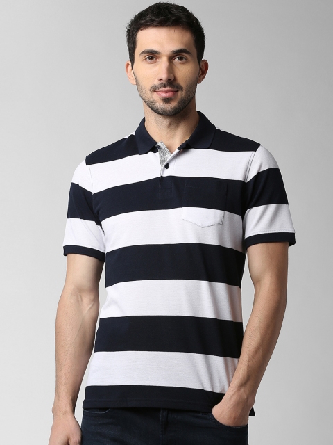 

Peter England Casuals Men Black Striped Polo Collar T-shirt
