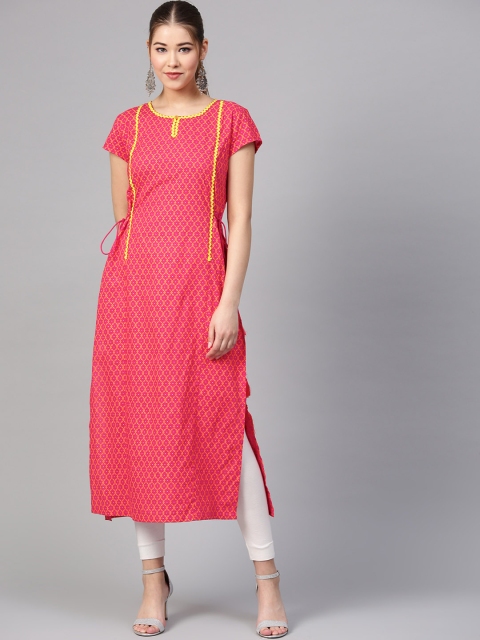 

Varanga Women Magenta & Orange Printed Straight Kurta