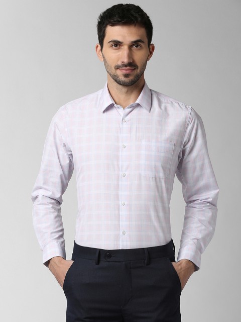 

Peter England Men White & Blue Regular Fit Checked Formal Shirt