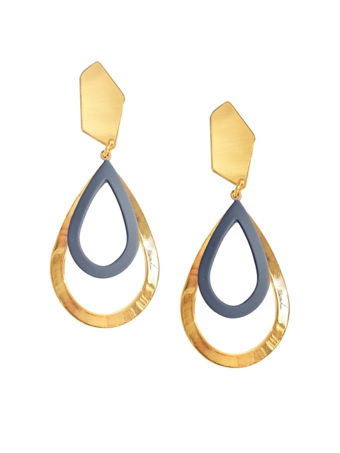 

Foxy Sperks Gold-Toned Teardrop Shaped Drop Earrings