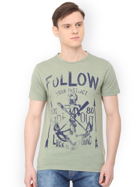 

People Men Green Printed Round Neck T-shirt