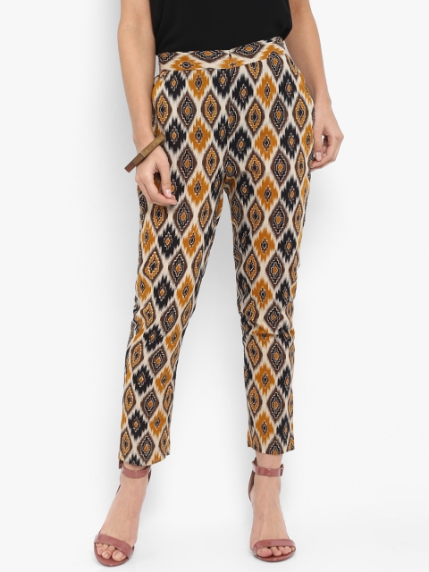 

Janasya Women Multicoloured Regular Fit Printed Cigarette Trousers, Multi