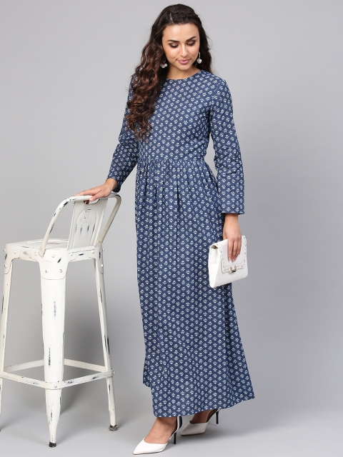 

Nayo Women Blue & White Printed Maxi Dress