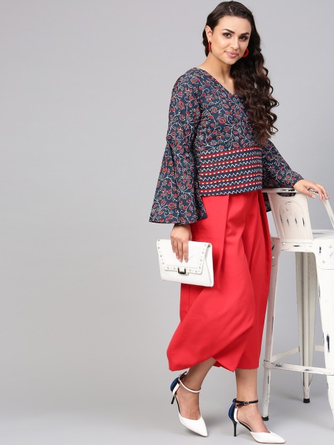 

Nayo Women Navy Blue Printed Top