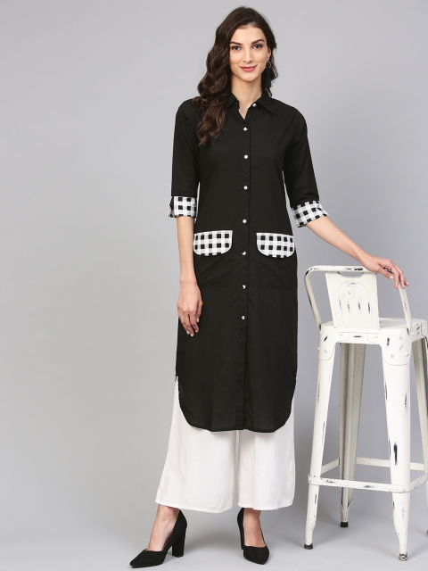 

Nayo Women Black Solid Pathani Kurta