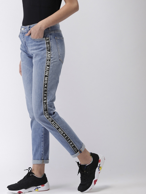 

Scotch & Soda Women Mid-rise Petit Ami Slim Boyfriend Fit, Blue