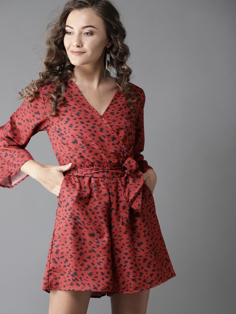 

Moda Rapido Red & Black Printed Playsuit
