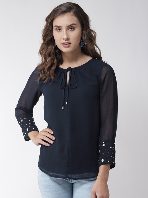 

Antheaa Women Navy Blue Solid Top