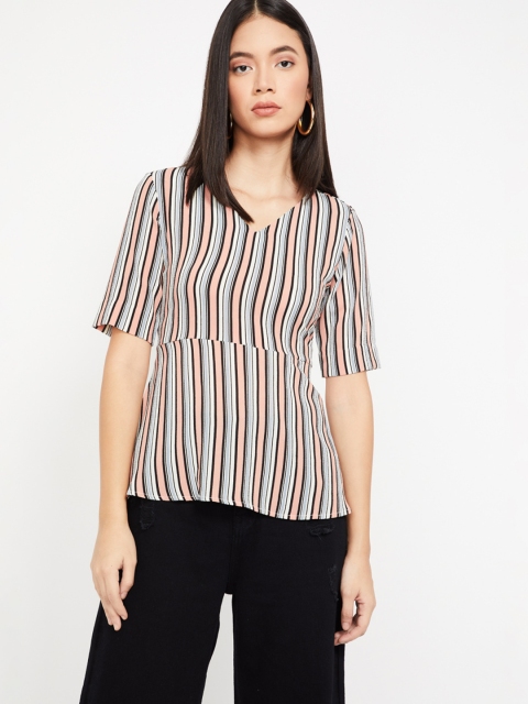 

CODE by Lifestyle Women Beige Striped Top