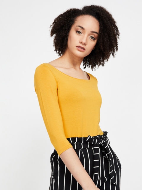 

CODE by Lifestyle Women Mustard Yellow Solid Top